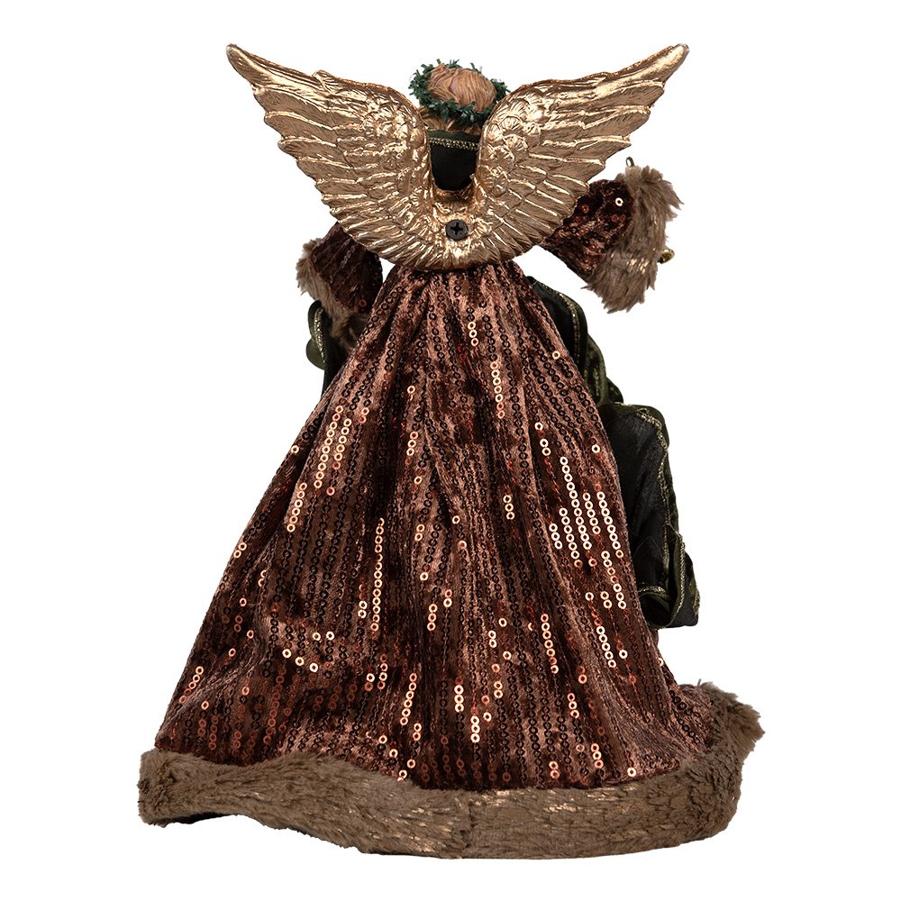 Kerstdecoratie Engel 16x10x28 cm Bruin Kunststof Kerstboomversiering
