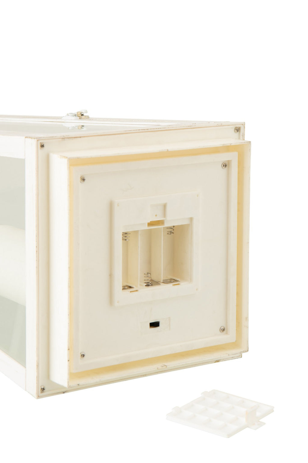 J-Line lantaarn + kaars - glas - wit - L - LED lichtjes