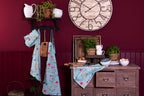 Tafelloper 50x160 cm Blauw Groen Katoen Bloemen Tafelkleed