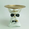 Polyresin bulldog wit met bakje