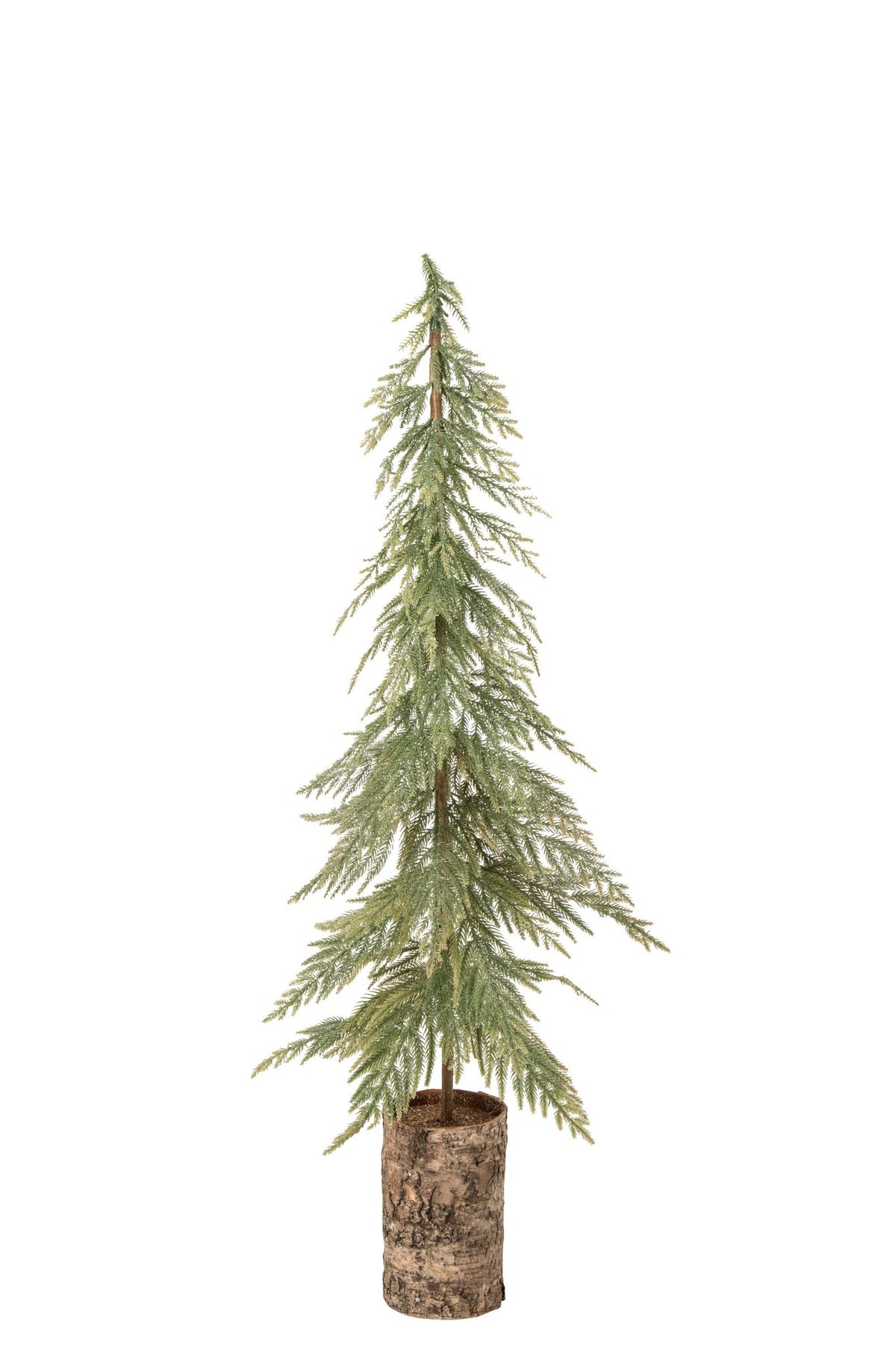 J-Line kerstboom op houten voet - PE - donkergroen/naturel - M