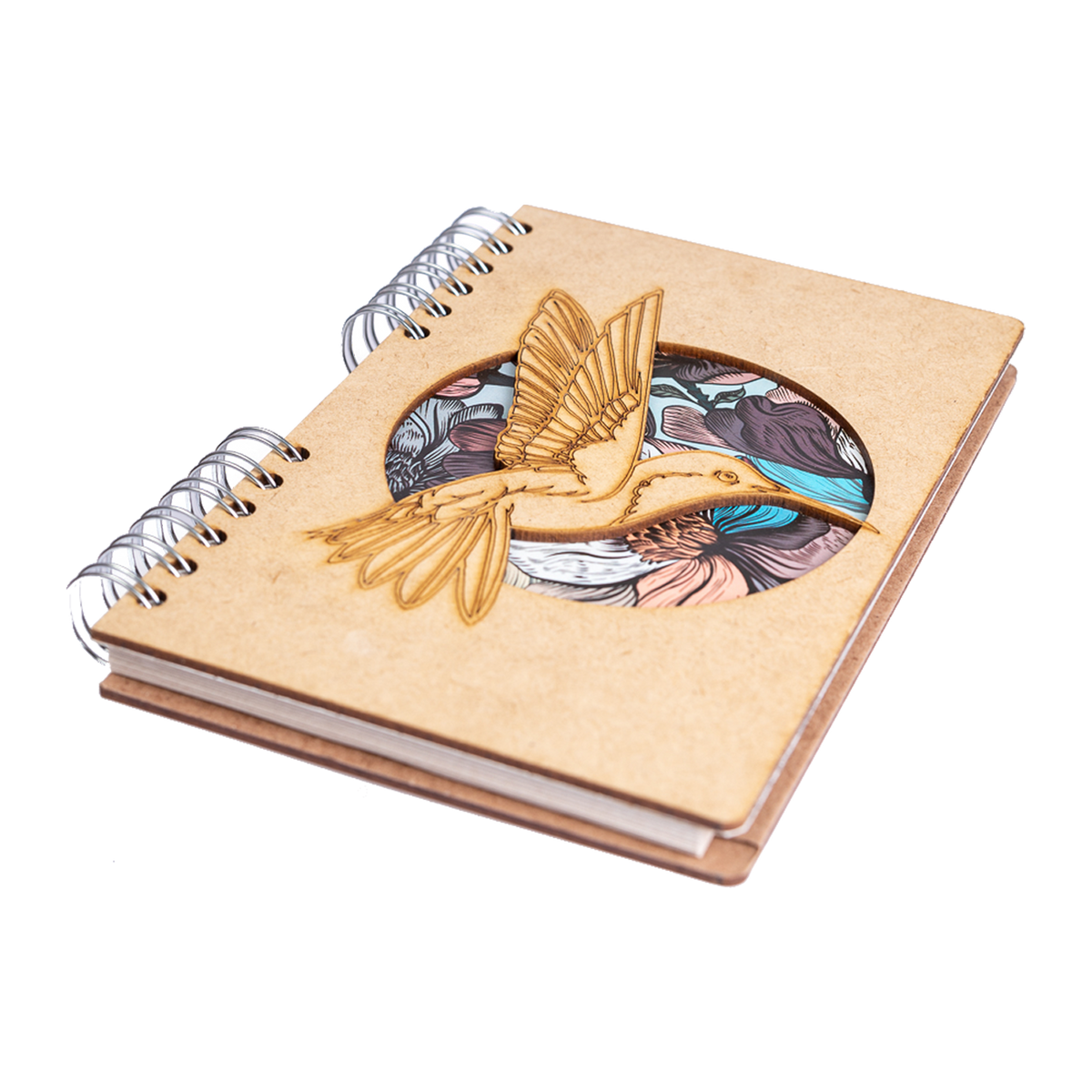 Duurzaam Houten Notitieboek – Komoni – Kolibri Bloem – Hummingbird Flower – Gerecycled papier