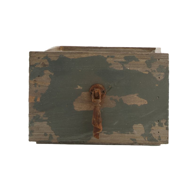 Houten planter -lade- 16/14x14x11cm antiek blauw