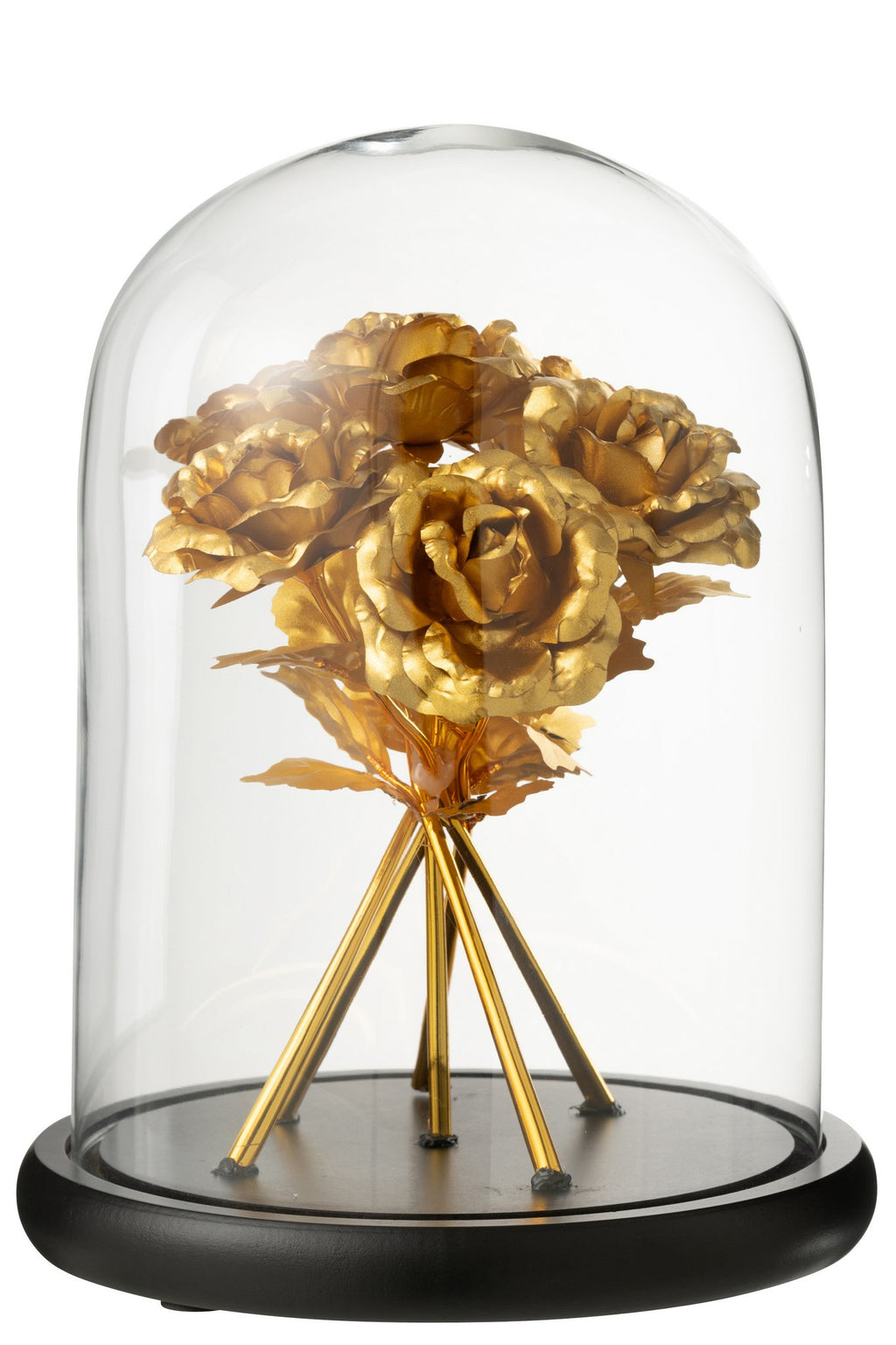 J-Line decoratie Stolp Roos - glas - goud/zwart - L