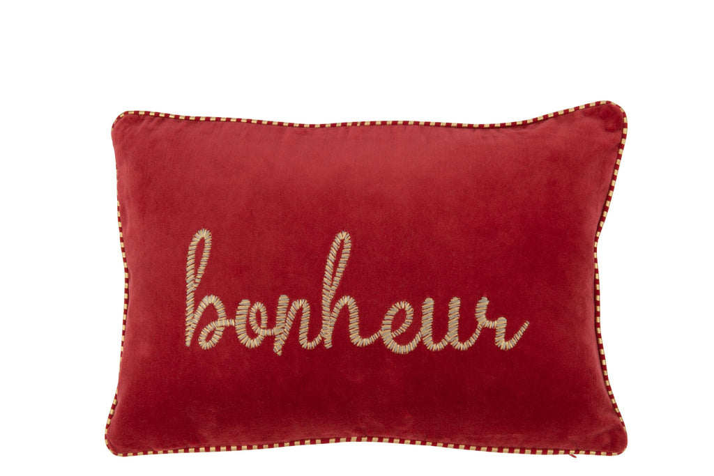 J-Line kussen Bonheur - textiel - rood/goud