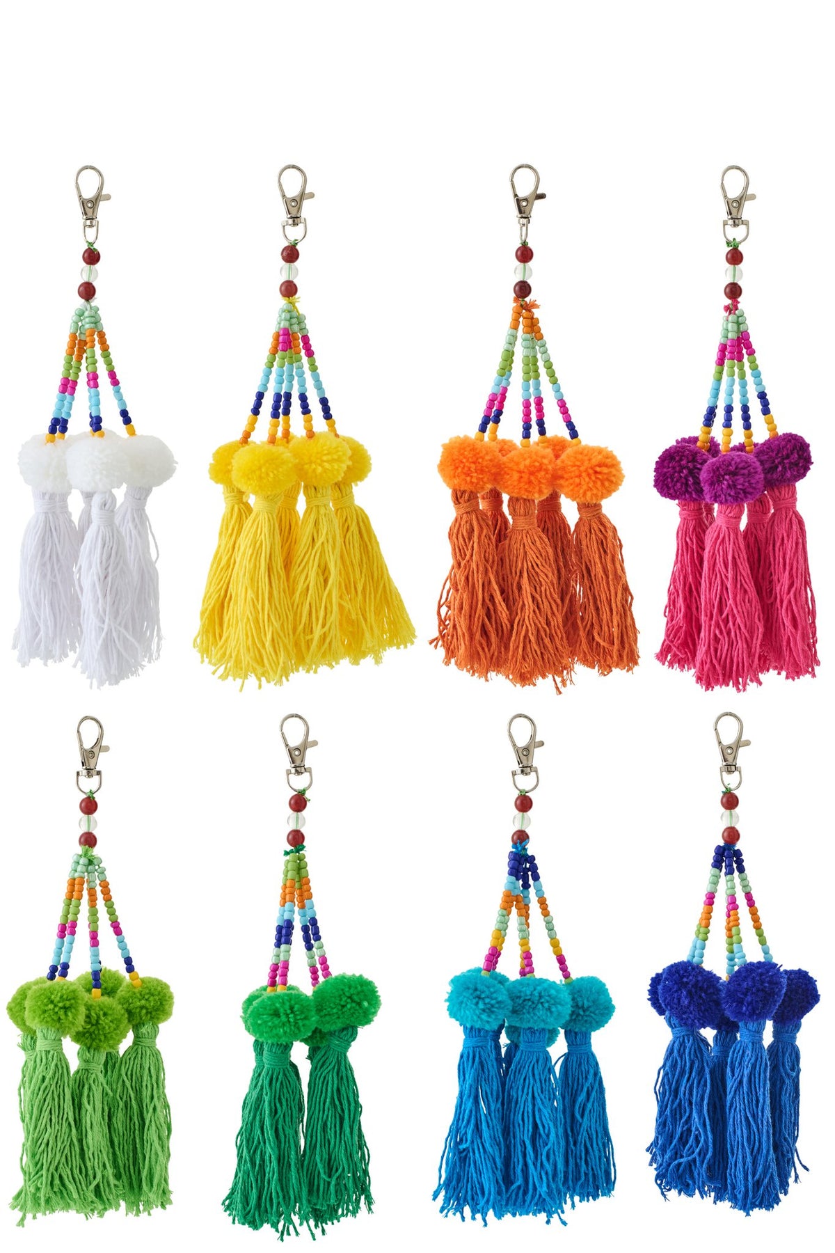 J-Line sleutelhanger Pompon 48 st. - textiel/polyresin - mix