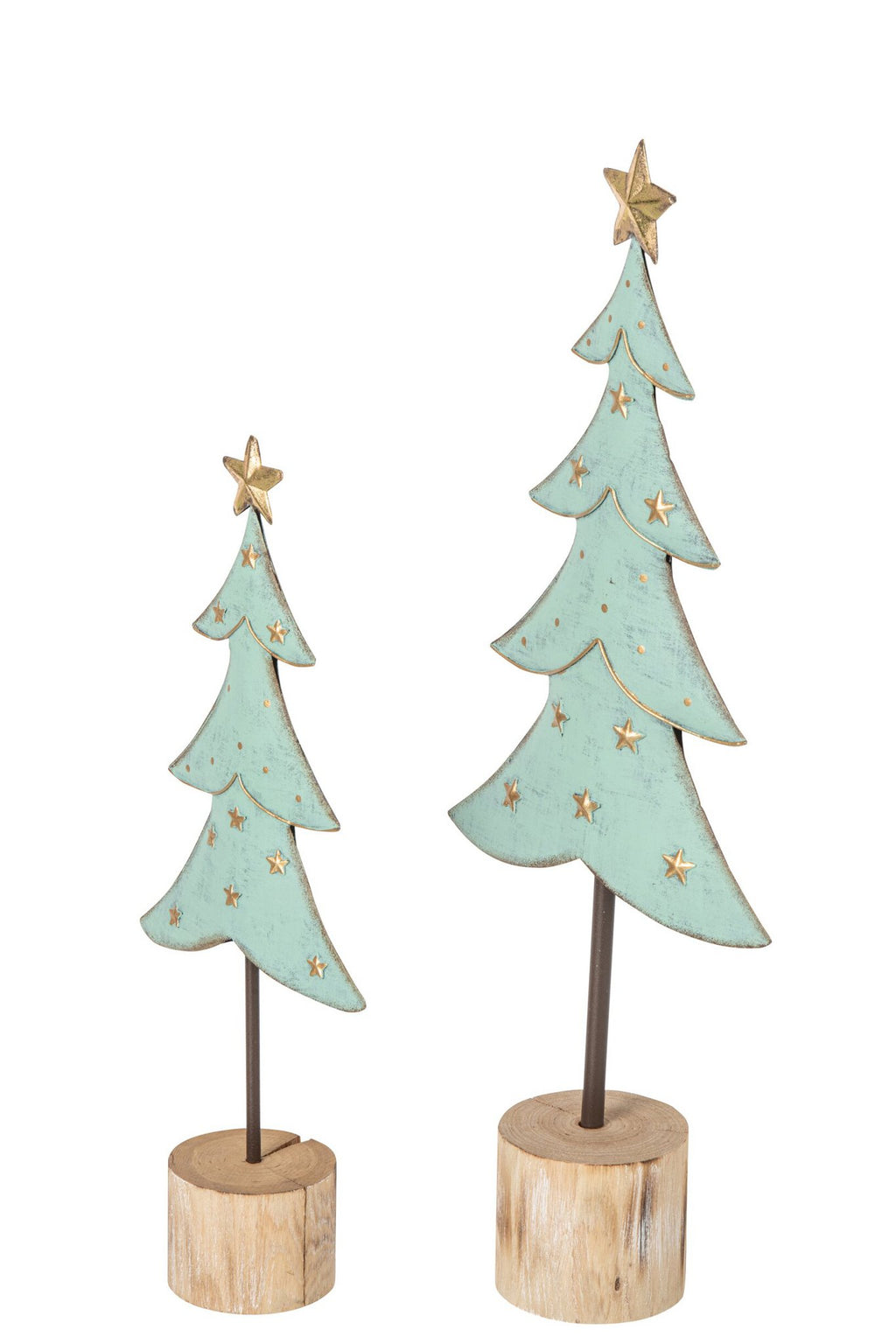 J-Line Bomen - ijzer - lichtblauw/goud - set van 2