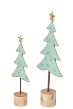 J-Line Bomen - ijzer - lichtblauw/goud - set van 2