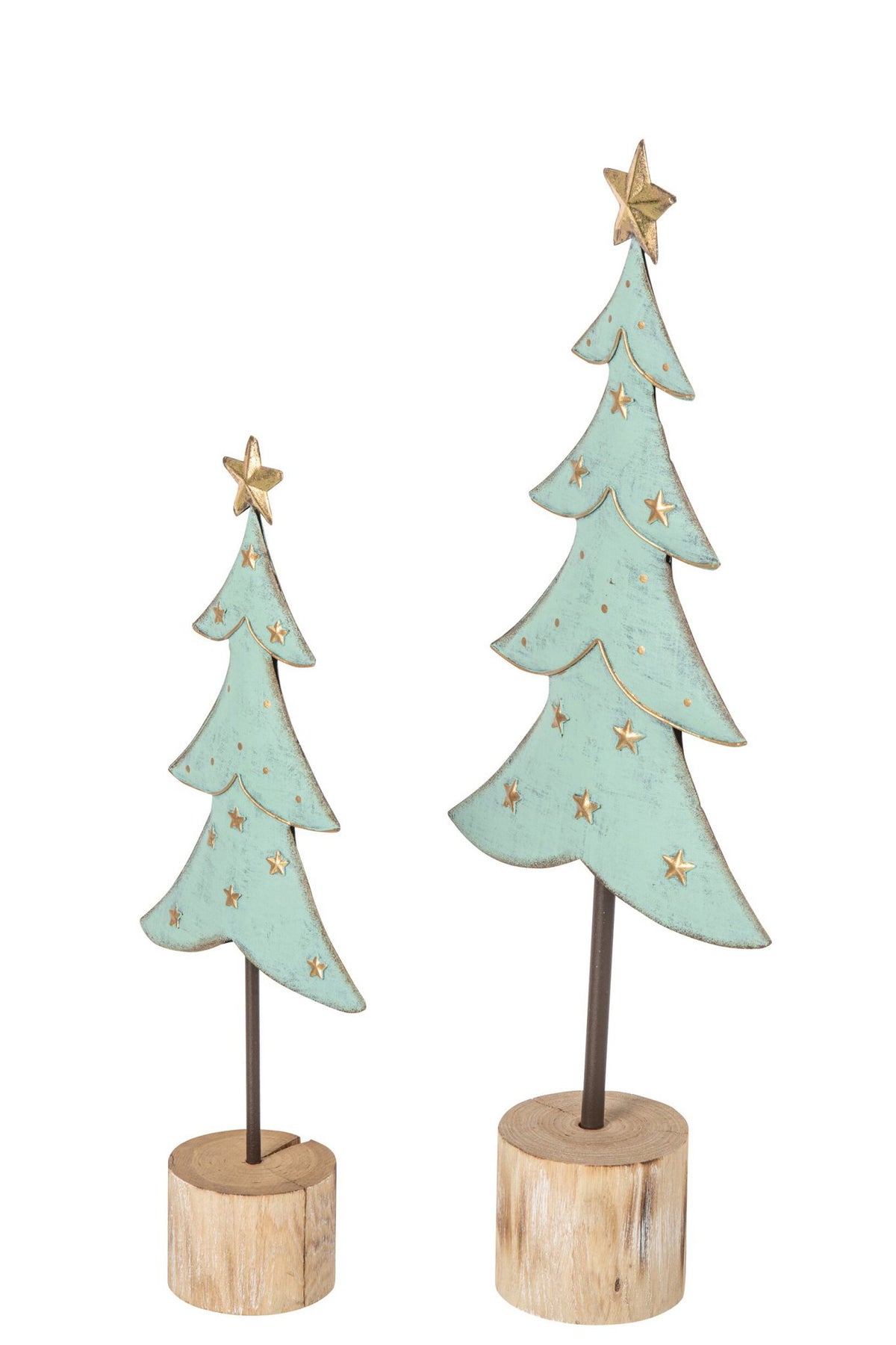 J-Line Bomen - ijzer - lichtblauw/goud - set van 2