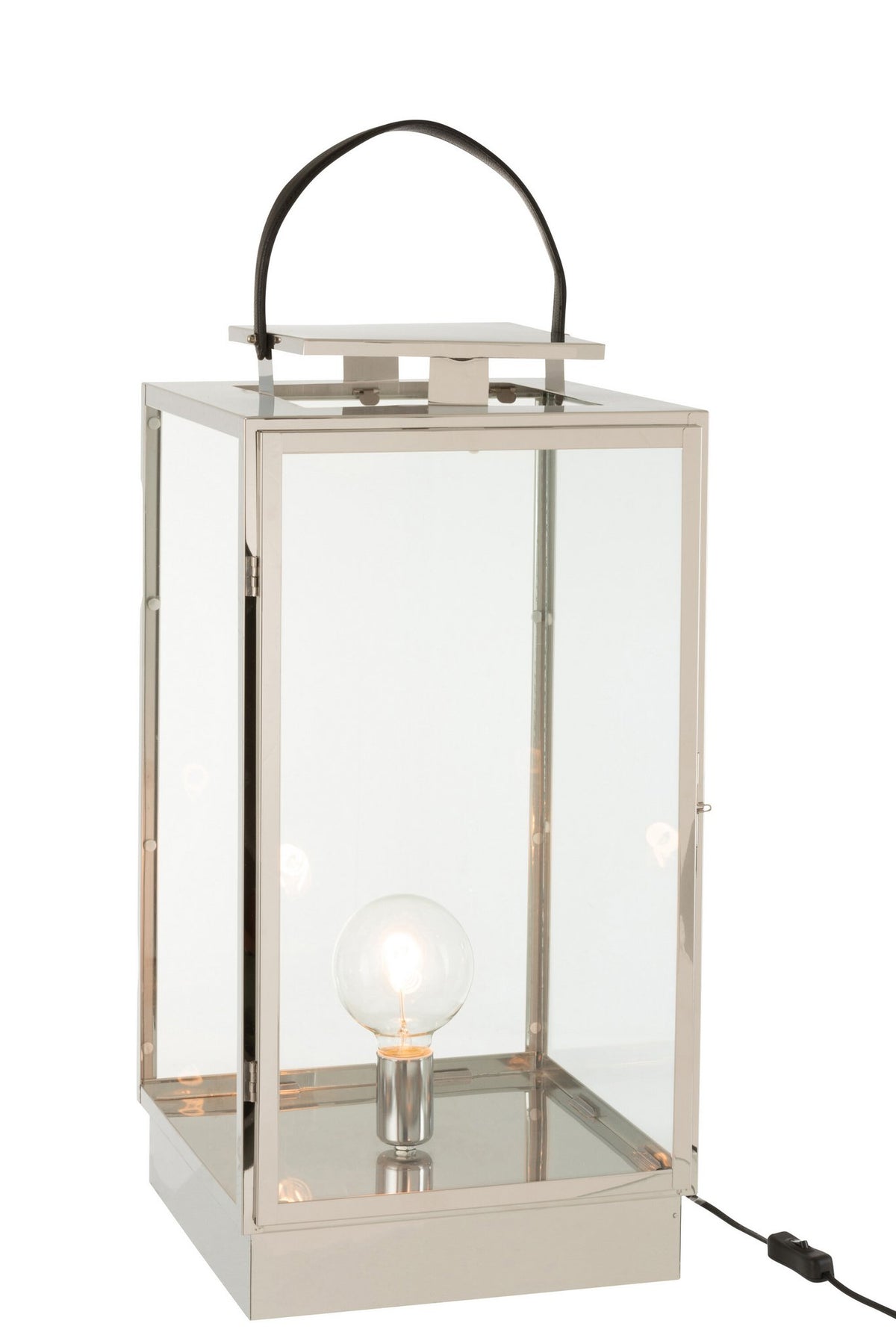 J-Line lantaarn Lamp - metaal/glas - zilver