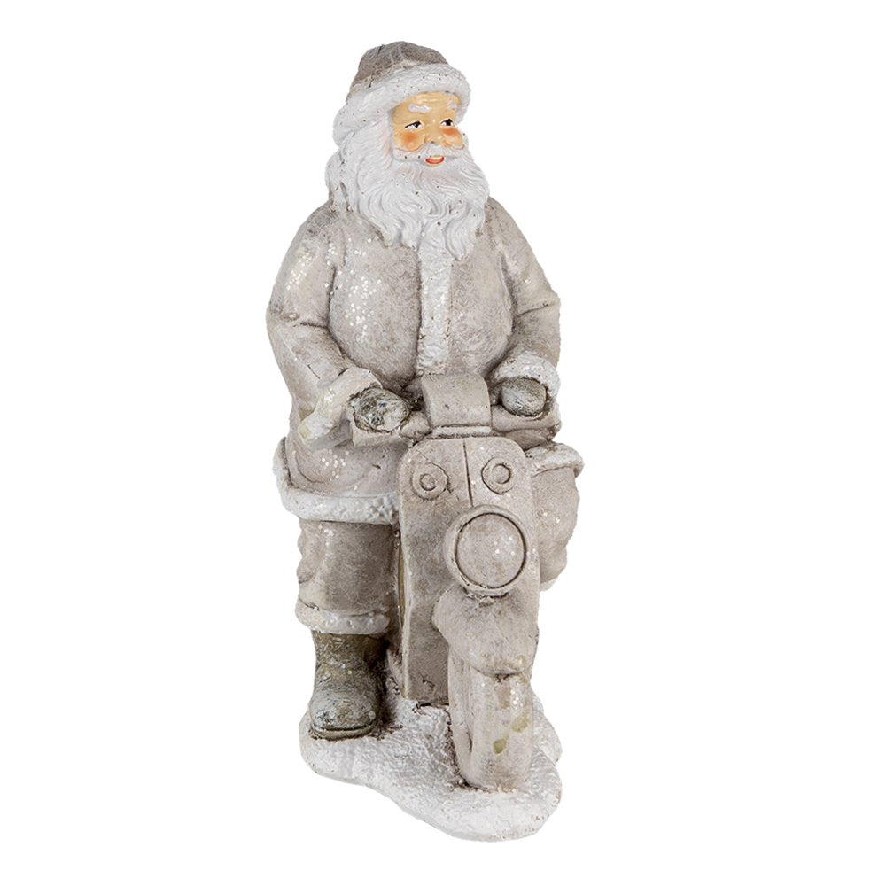 Beeld Kerstman 12x6x14 cm Zilverkleurig Kunststof Kerstdecoratie
