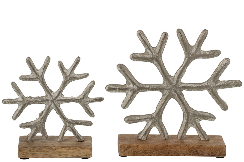 J-Line sneeuwvlokken - aluminium - gebroken wit/naturel