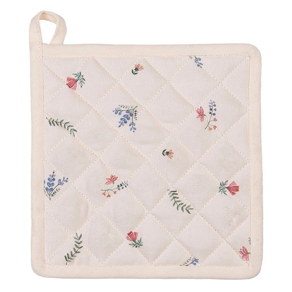 Pannenlap 20x20 cm Beige Blauw Katoen Kip en Haan Afgiet Pannenlap