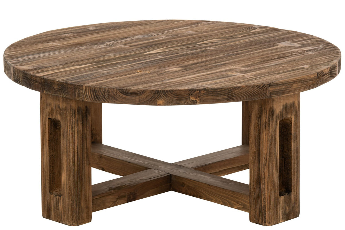 J-Line Ronde salontafel - gerecycled hout - bruin