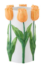 J-Line bloempot Tulp - keramiek - wit/oranje - L