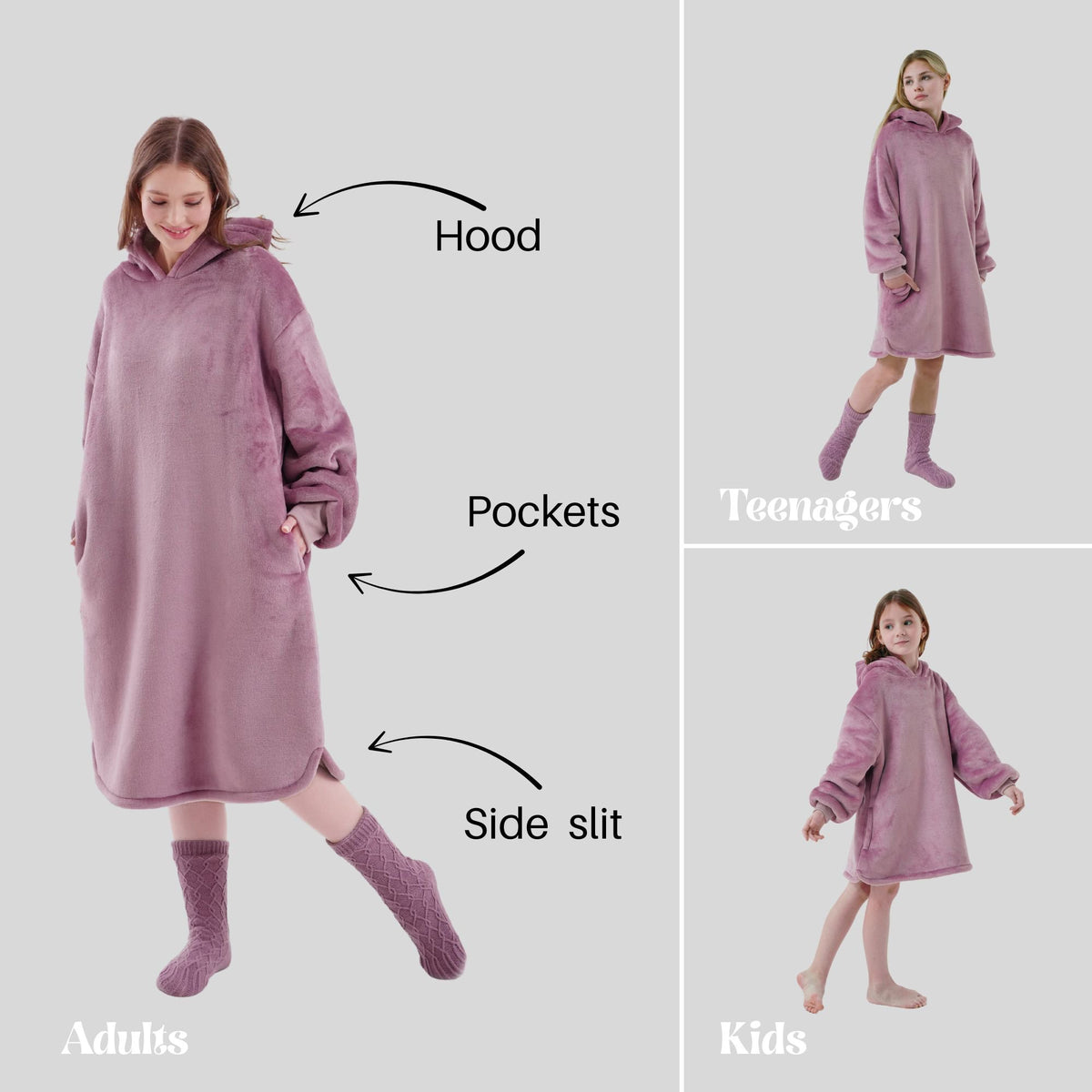 Textino FEM - Hoodie 70x110 cm - Dames - Dusky Orchid - Paars
