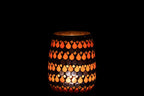 J-Line windlicht Mozaiek Druppel - glas - oranje/blauw - medium