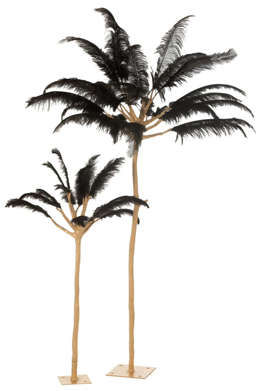 J-Line Boom Pluimen Metaal Goud/Zwart Large