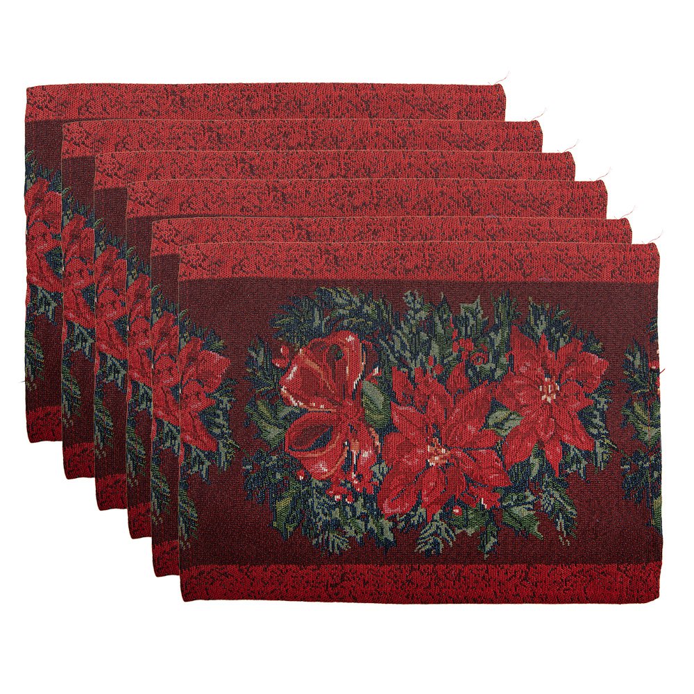Placemats Set van 6 33x45 cm Rood Polyester