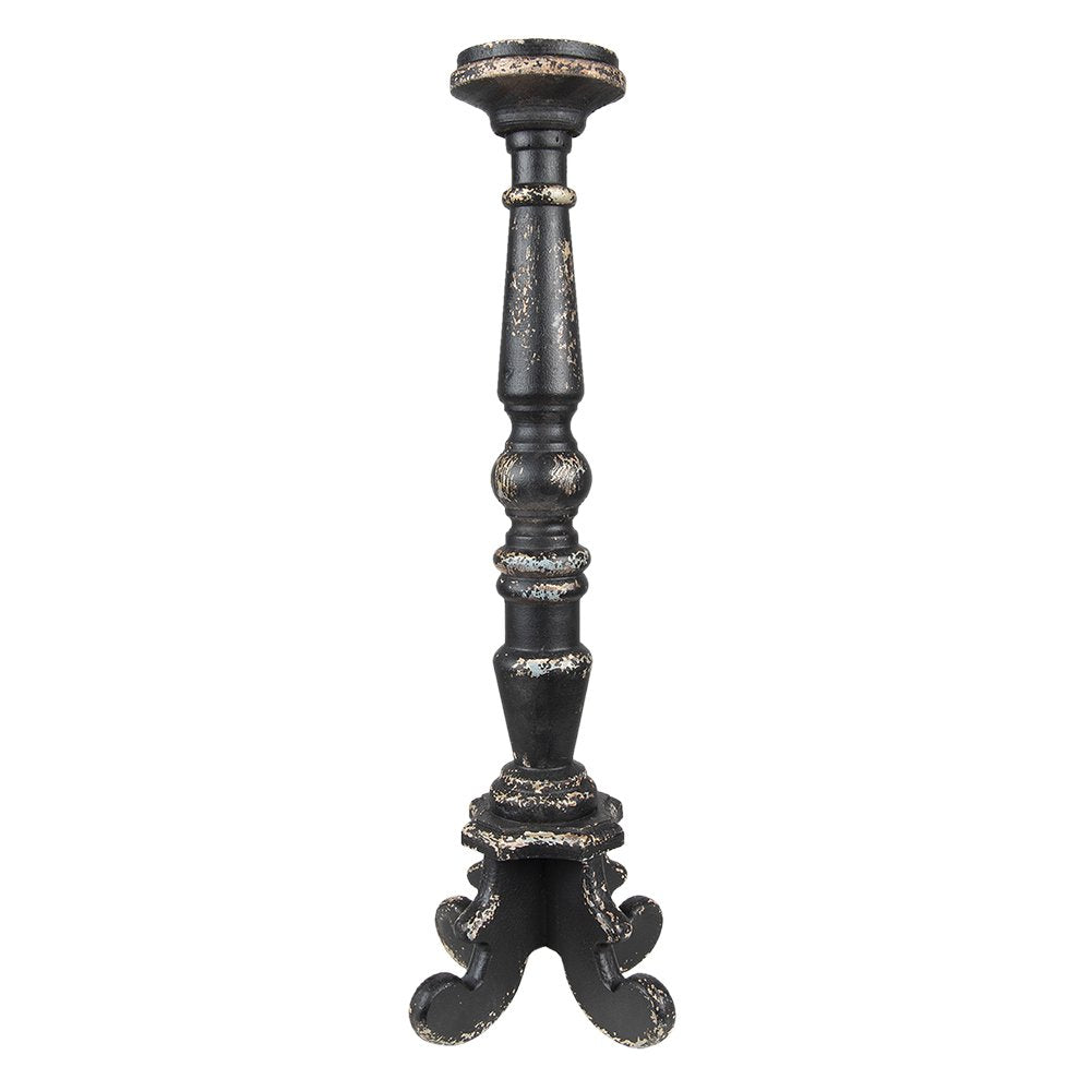 Kandelaar 65 cm Zwart Hout Kaarsenstandaard