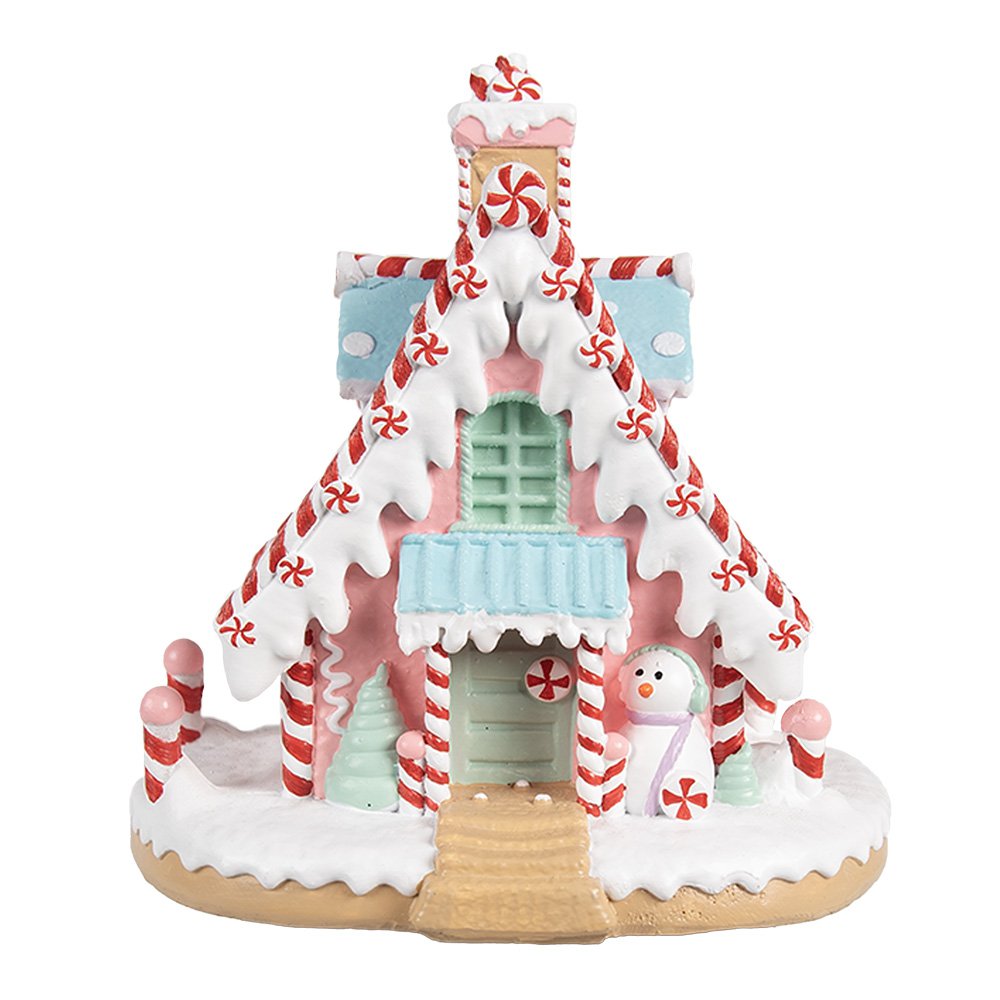 Gingerbread house 16x13x15 cm Roze Kunststof Peperkoekhuisje