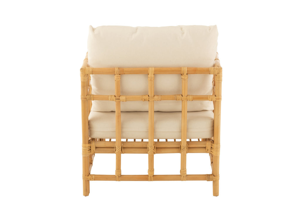 J-Line armstoel Elise + Kkussen - rotan/textiel - naturel/wit
