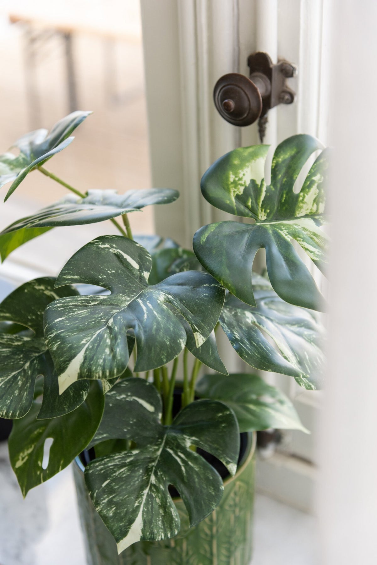 J-Line Monstera in pot - kunststof - groen