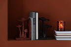 J-Line boekensteun Paddenstoel - polyresin - bruin/zwart - set van 2