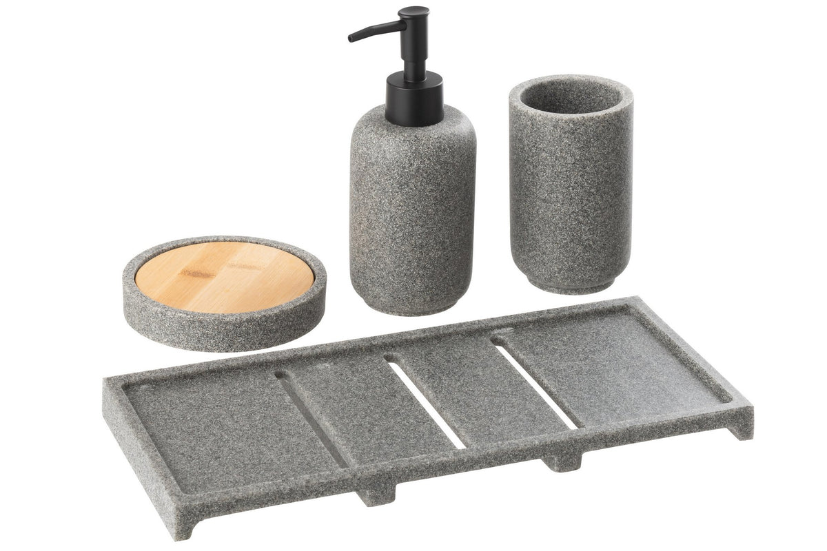 J-Line zeepdispenser On Tray - polyresin - donkergrijs/naturel
