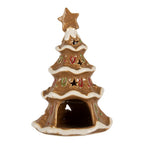 Waxinelichthouder Kerstboom 11x8x17 cm Bruin Keramiek