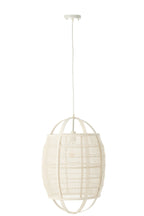 J-Line hanglamp Ion - linnen/bamboe - wit - small