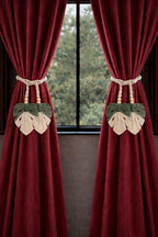 Decoratieve gordijnhouders – Macramé-bindset – bladontwerp van katoenen touw – 2-pack (4x45")