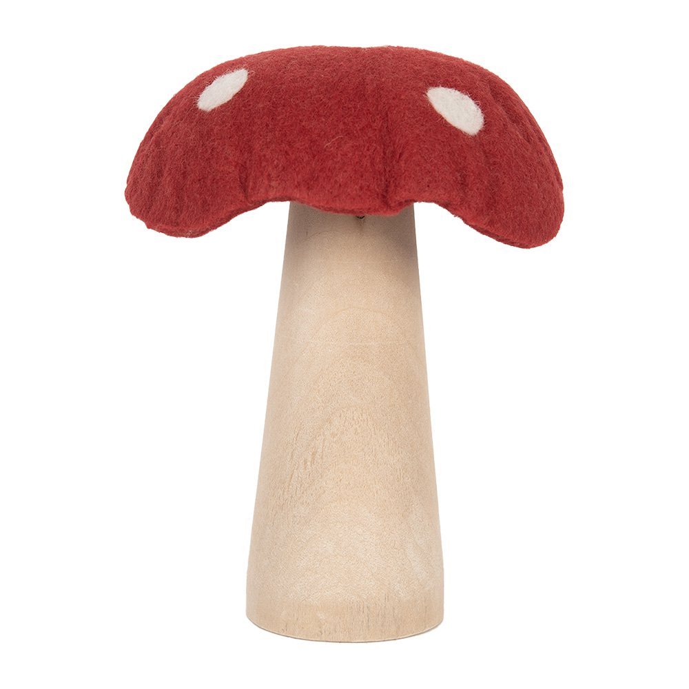 Decoratie Paddenstoel 14x14x17 cm Rood Vilt