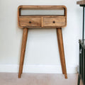 Massief hout, kleine gebogen console, licht eiken afwerking