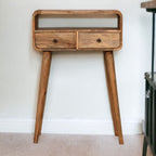 Massief hout, kleine gebogen console, licht eiken afwerking