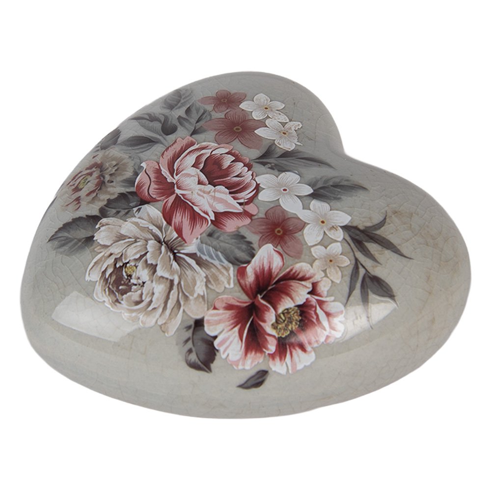 Decoratie Hart 8x8x4 cm Bloemen