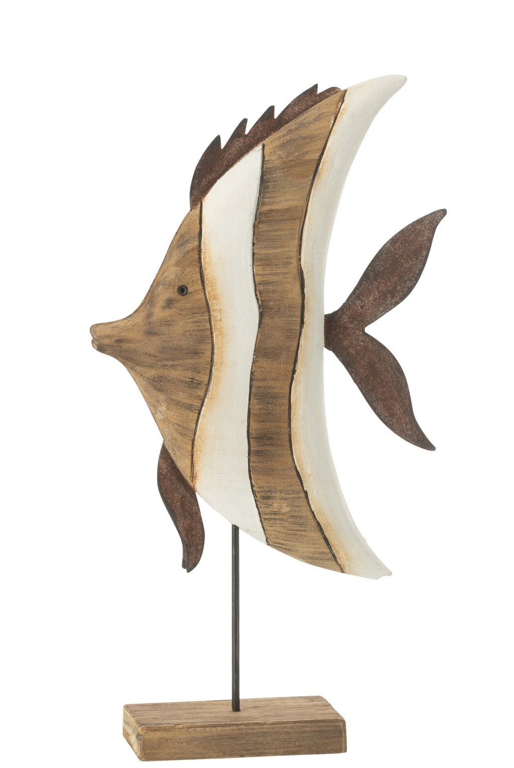 J-Line decoratie Vis Gestreept Op Voet - hout - large