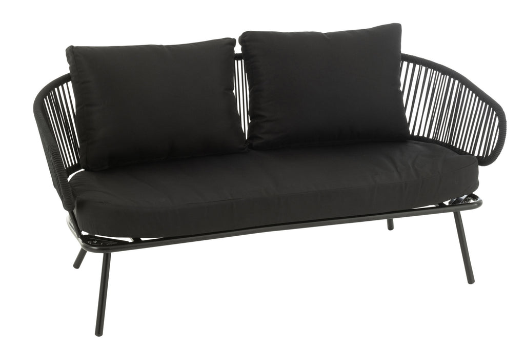 J-Line Set Van Drie Stoel/Bank Poa Metaal/Rattan Zwart