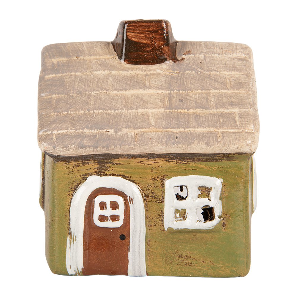 Waxinelichthouder Huis 8x7x10 cm Groen Keramiek