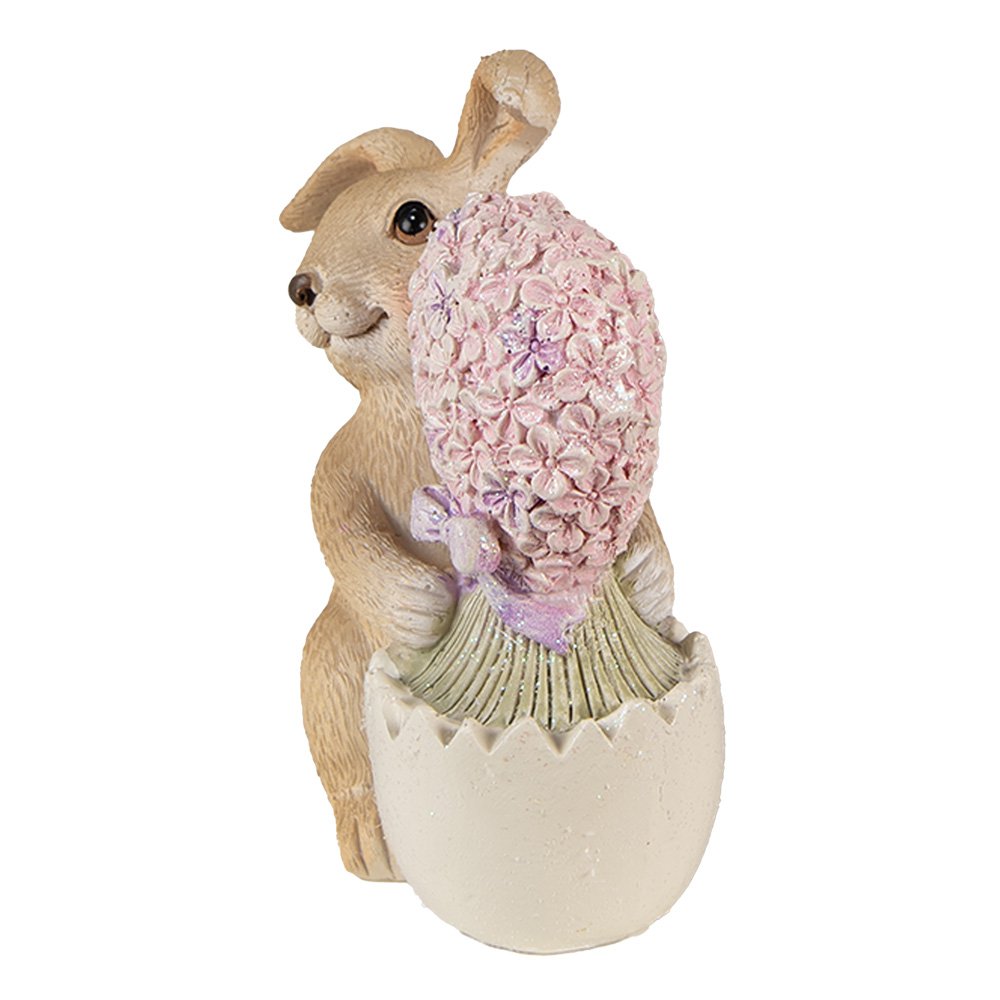 Beeld Konijn 12 cm Bruin Roze Polyresin