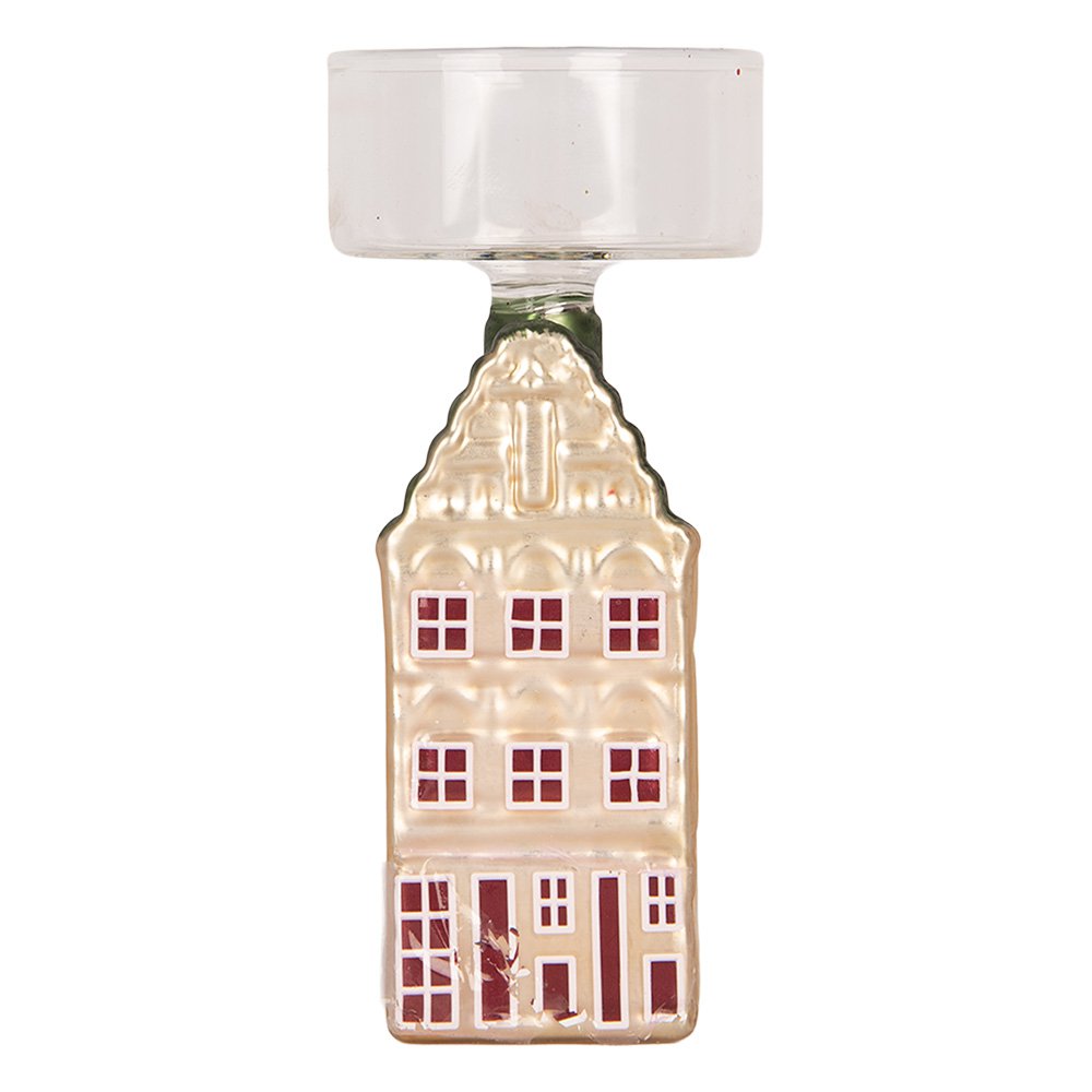 Waxinelichthouder 5x5x12 cm Zilverkleurig Glas