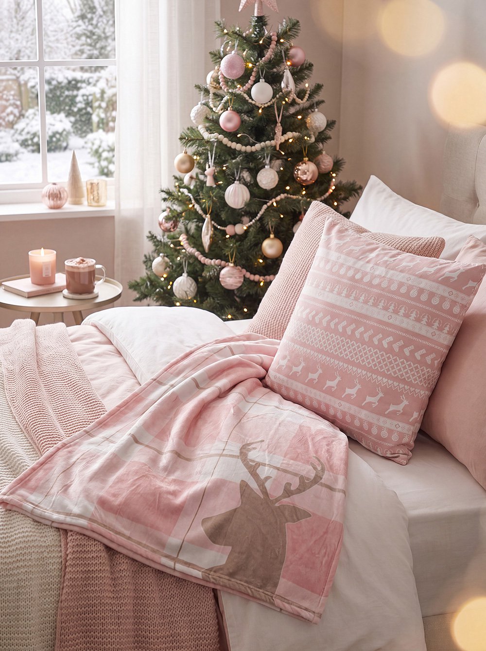 Kussenhoes 45x45 cm Roze Wit Polyester Sierkussenhoes