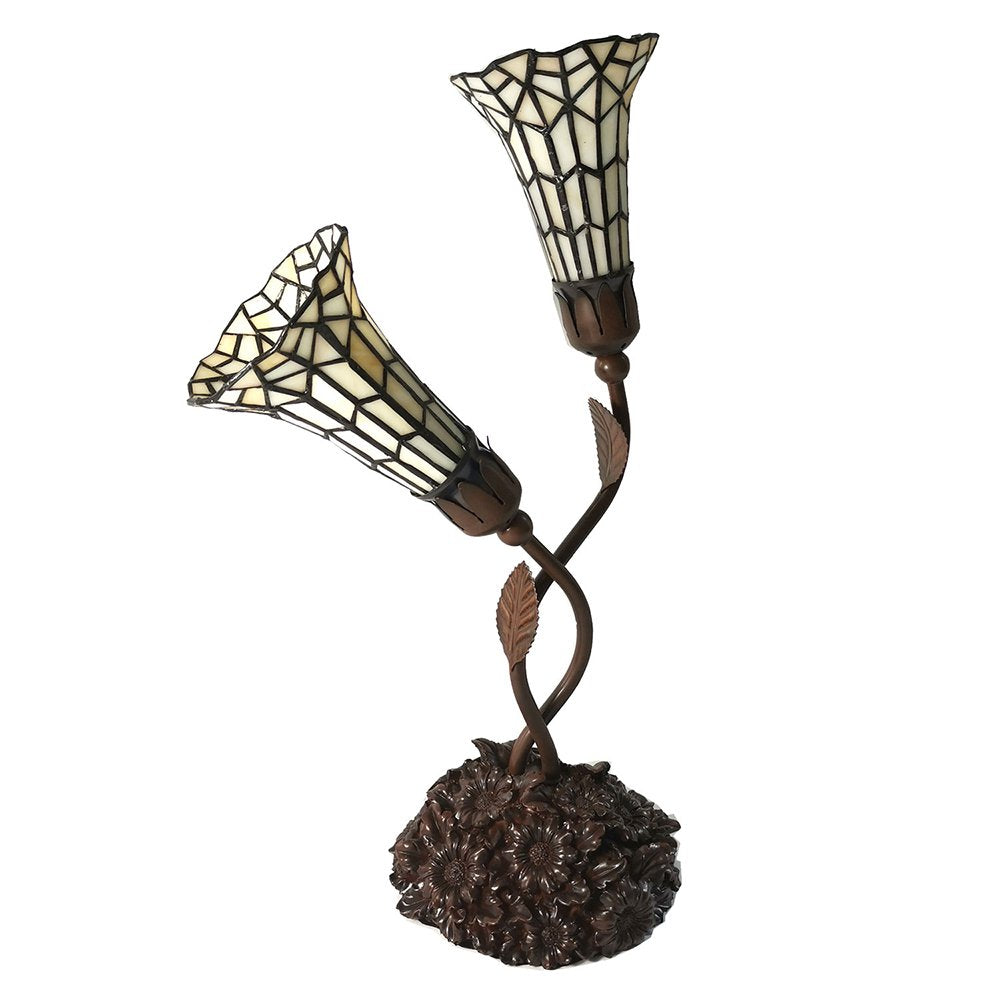 Tiffany Tafellamp 44x26x61 cm Beige Glas Tiffany Bureaulamp