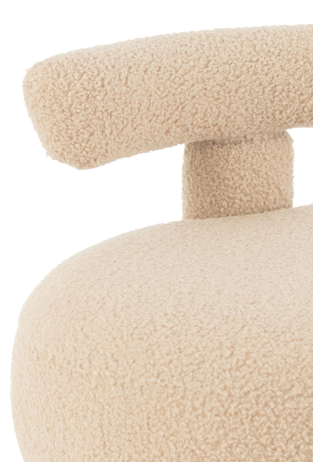 J-Line Kruk Rond Met Rugleuning Bouclé Warm Beige