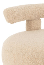 J-Line Kruk Rond Met Rugleuning Bouclé Warm Beige