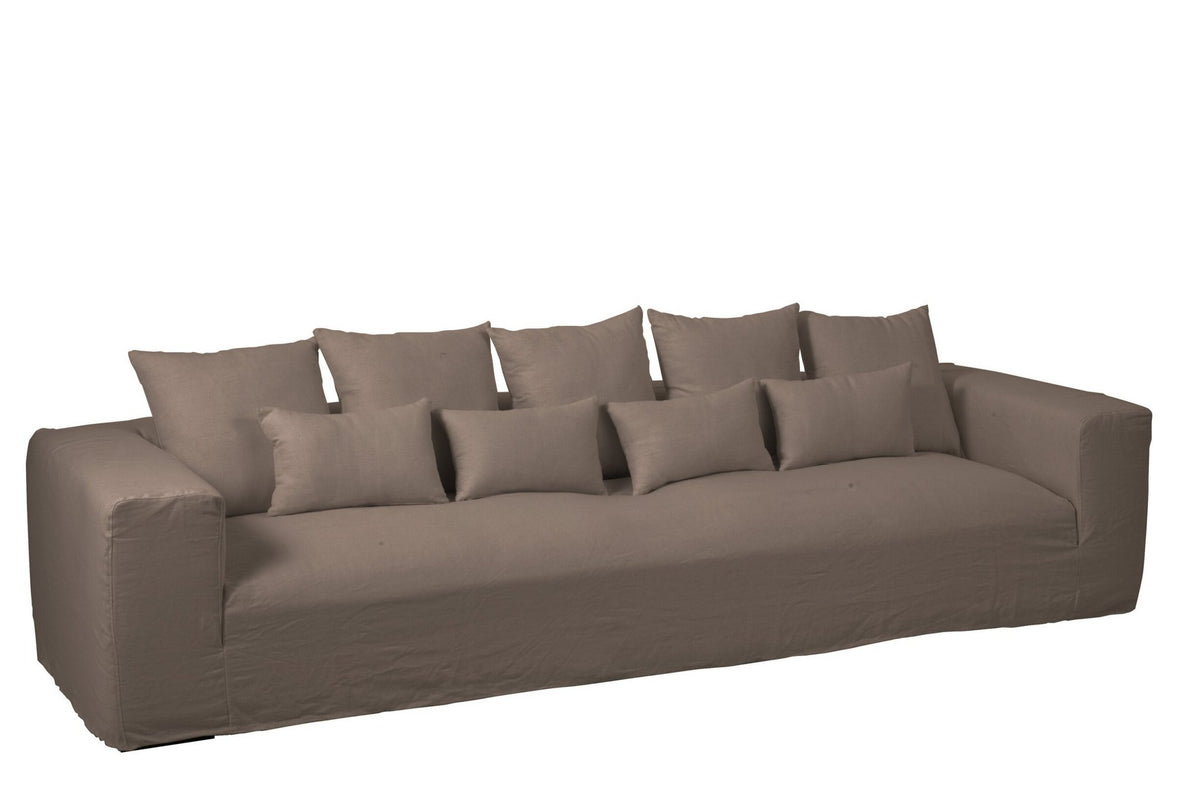 J-Line Hoes Voor Zetel+9 Kussens Monaco Linnen Xl Desert Taupe