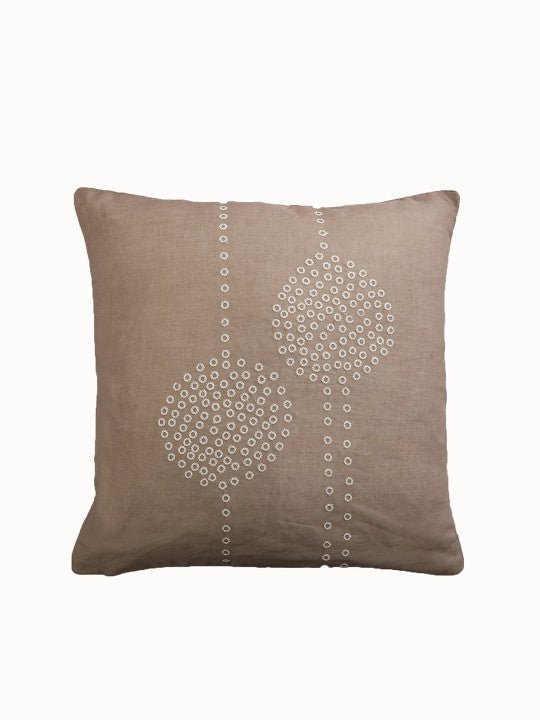 Set van 2 - Grijze katoenen kussenslopen met geborduurd accent – ​​huistextiellinnen – 45x45cm