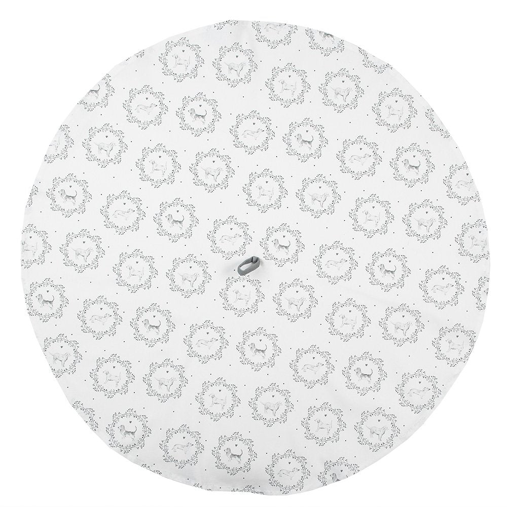 Theedoek Ø 80 cm Wit Grijs Katoen Hond