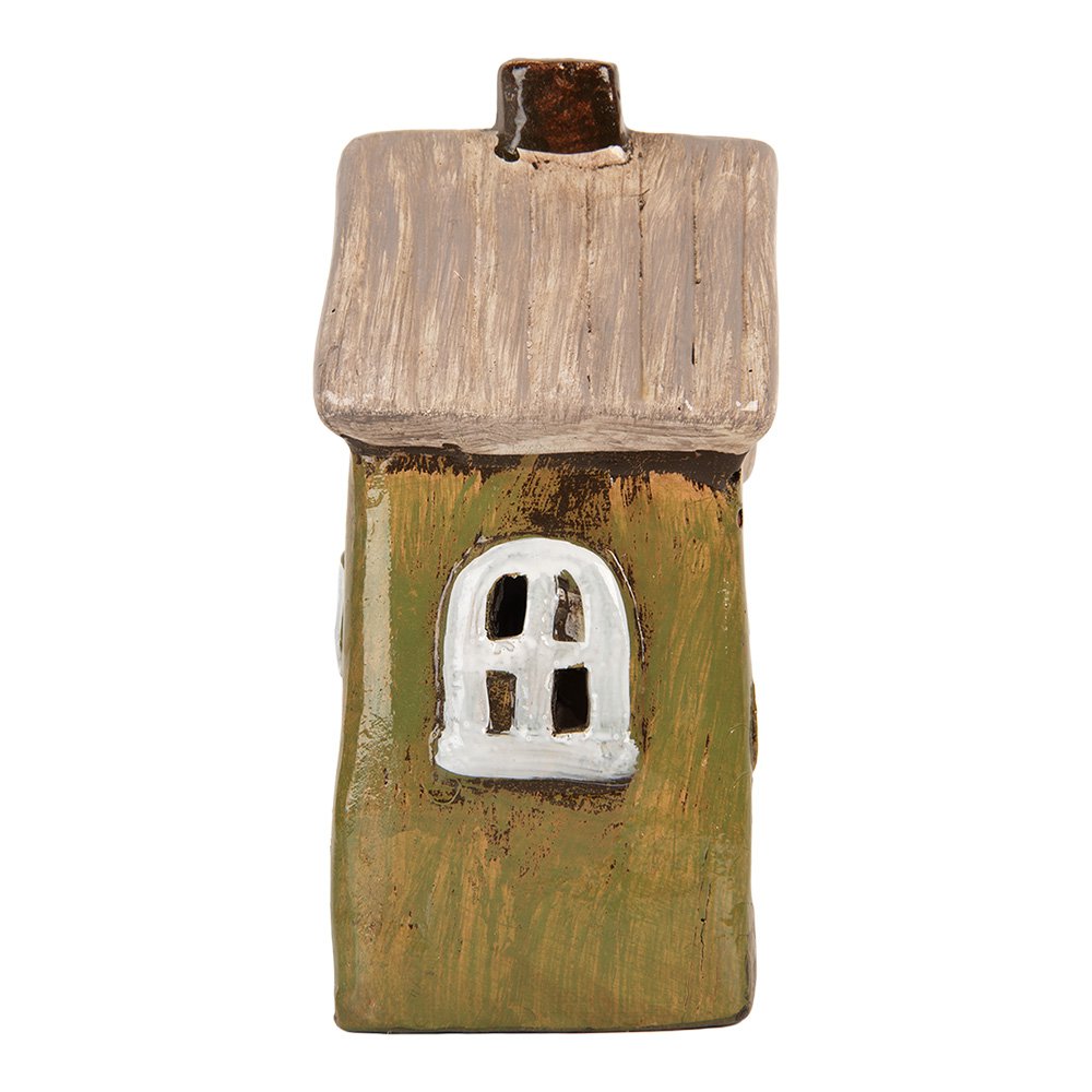 Waxinelichthouder Huis 9x7x15 cm Groen Keramiek