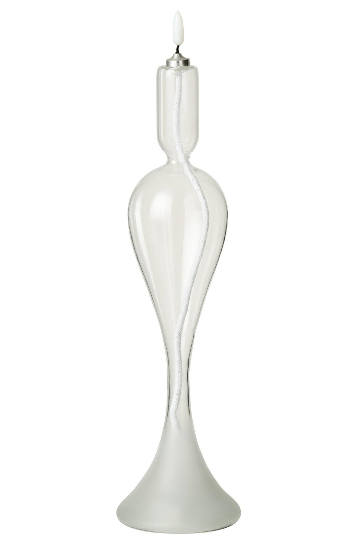 J-Line kaars - glas - transparant - L - LED lichtjes